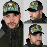 Cook Islands Rugby League Classic Cap Avaiki Tatau Tribal Motifs Black Color - Polynesian Pride