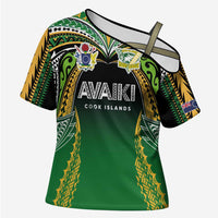 Custom Cook Islands Rugby League Cross Shoulder Shirt Avaiki Tatau Tribal Motifs Black Color - Polynesian Pride