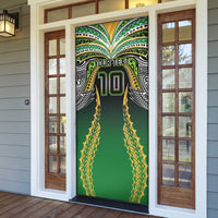 Custom Cook Islands Rugby League Door Cover Avaiki Tatau Tribal Motifs Black Color - Polynesian Pride