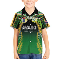 Custom Cook Islands Rugby League Family Matching Summer Maxi Dress and Hawaiian Shirt Avaiki Tatau Tribal Motifs Black Color LT03 Son's Shirt Black - Polynesian Pride