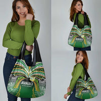 Cook Islands Rugby League Grocery Bag Avaiki Tatau Tribal Motifs Black Color - Polynesian Pride
