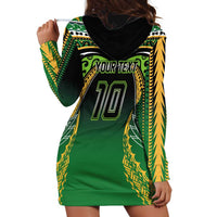 Custom Cook Islands Rugby League Hoodie Dress Avaiki Tatau Tribal Motifs Black Color - Polynesian Pride