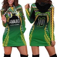 Custom Cook Islands Rugby League Hoodie Dress Avaiki Tatau Tribal Motifs Black Color - Polynesian Pride
