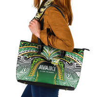 Cook Islands Rugby League Leather Tote Bag Avaiki Tatau Tribal Motifs Black Color - Polynesian Pride