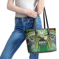 Cook Islands Rugby League Leather Tote Bag Avaiki Tatau Tribal Motifs Black Color - Polynesian Pride