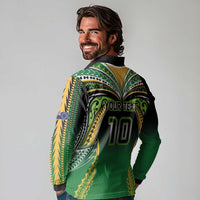 Custom Cook Islands Rugby League Long Sleeve Polo Shirt Avaiki Tatau Tribal Motifs Black Color - Polynesian Pride
