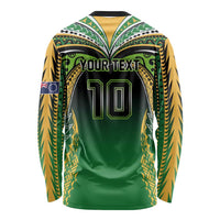 Custom Cook Islands Rugby League Long Sleeve Shirt Avaiki Tatau Tribal Motifs Black Color - Polynesian Pride