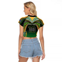 Custom Cook Islands Rugby League Raglan Cropped T Shirt Avaiki Tatau Tribal Motifs Black Color - Polynesian Pride