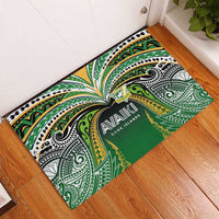 Cook Islands Rugby League Rubber Doormat Avaiki Tatau Tribal Motifs Black Color - Polynesian Pride