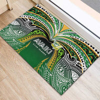 Cook Islands Rugby League Rubber Doormat Avaiki Tatau Tribal Motifs Black Color - Polynesian Pride