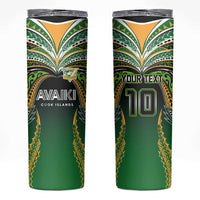Custom Cook Islands Rugby League Skinny Tumbler Avaiki Tatau Tribal Motifs Black Color - Polynesian Pride