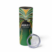 Custom Cook Islands Rugby League Skinny Tumbler Avaiki Tatau Tribal Motifs Black Color - Polynesian Pride