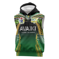 Custom Cook Islands Rugby League Sleeveless Hoodie Avaiki Tatau Tribal Motifs Black Color - Polynesian Pride