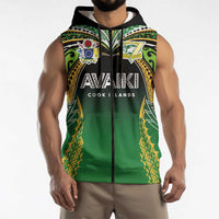 Custom Cook Islands Rugby League Sleeveless Zip Hoodie Avaiki Tatau Tribal Motifs Black Color - Polynesian Pride