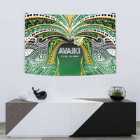 Cook Islands Rugby League Tapestry Avaiki Tatau Tribal Motifs Black Color - Polynesian Pride