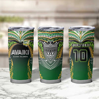 Custom Cook Islands Rugby League Tumbler Cup Avaiki Tatau Tribal Motifs Black Color - Polynesian Pride