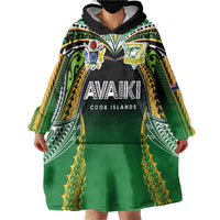 Custom Cook Islands Rugby League Wearable Blanket Hoodie Avaiki Tatau Tribal Motifs Black Color - Polynesian Pride