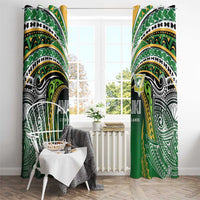 Cook Islands Rugby League Window Curtain Avaiki Tatau Tribal Motifs Black Color - Polynesian Pride