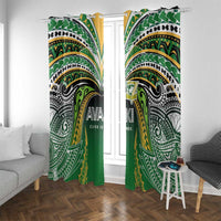Cook Islands Rugby League Window Curtain Avaiki Tatau Tribal Motifs Black Color - Polynesian Pride