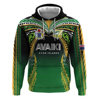 Custom Cook Islands Rugby League Zip Hoodie Avaiki Tatau Tribal Motifs Black Color - Polynesian Pride