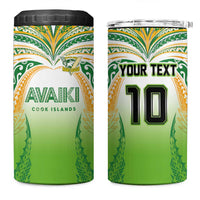 Custom Cook Islands Rugby League 4 in 1 Can Cooler Tumbler Avaiki Tatau Tribal Motifs White Color - Polynesian Pride