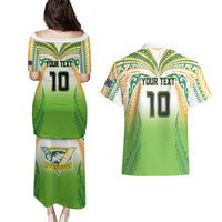 Custom Cook Islands Rugby League Couples Matching Puletasi and Hawaiian Shirt Avaiki Tatau Tribal Motifs White Color - Polynesian Pride