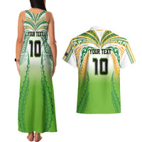 Custom Cook Islands Rugby League Couples Matching Tank Maxi Dress and Hawaiian Shirt Avaiki Tatau Tribal Motifs White Color - Polynesian Pride