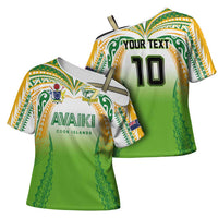 Custom Cook Islands Rugby League Cross Shoulder Shirt Avaiki Tatau Tribal Motifs White Color - Polynesian Pride