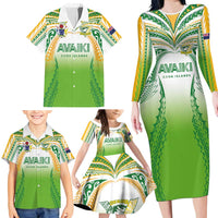Custom Cook Islands Rugby League Family Matching Long Sleeve Bodycon Dress and Hawaiian Shirt Avaiki Tatau Tribal Motifs White Color - Polynesian Pride