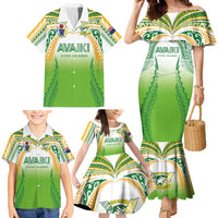 Custom Cook Islands Rugby League Family Matching Mermaid Dress and Hawaiian Shirt Avaiki Tatau Tribal Motifs White Color - Polynesian Pride