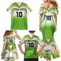 Custom Cook Islands Rugby League Family Matching Mermaid Dress and Hawaiian Shirt Avaiki Tatau Tribal Motifs White Color - Polynesian Pride