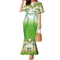 Custom Cook Islands Rugby League Family Matching Mermaid Dress and Hawaiian Shirt Avaiki Tatau Tribal Motifs White Color - Polynesian Pride