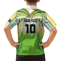 Custom Cook Islands Rugby League Family Matching Off Shoulder Short Dress and Hawaiian Shirt Avaiki Tatau Tribal Motifs White Color - Polynesian Pride