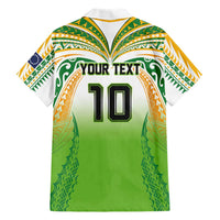 Custom Cook Islands Rugby League Family Matching Off Shoulder Short Dress and Hawaiian Shirt Avaiki Tatau Tribal Motifs White Color - Polynesian Pride