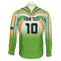 Custom Cook Islands Rugby League Family Matching Puletasi and Hawaiian Shirt Avaiki Tatau Tribal Motifs White Color - Polynesian Pride
