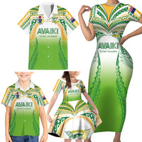 Custom Cook Islands Rugby League Family Matching Short Sleeve Bodycon Dress and Hawaiian Shirt Avaiki Tatau Tribal Motifs White Color - Polynesian Pride