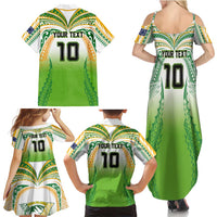 Custom Cook Islands Rugby League Family Matching Summer Maxi Dress and Hawaiian Shirt Avaiki Tatau Tribal Motifs White Color - Polynesian Pride