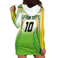 Custom Cook Islands Rugby League Hoodie Dress Avaiki Tatau Tribal Motifs White Color - Polynesian Pride