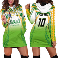 Custom Cook Islands Rugby League Hoodie Dress Avaiki Tatau Tribal Motifs White Color - Polynesian Pride