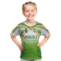 Custom Cook Islands Rugby League Kid T Shirt Avaiki Tatau Tribal Motifs White Color - Polynesian Pride