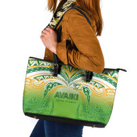 Cook Islands Rugby League Leather Tote Bag Avaiki Tatau Tribal Motifs White Color - Polynesian Pride