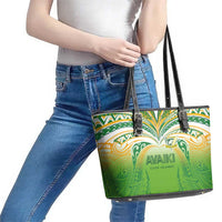 Cook Islands Rugby League Leather Tote Bag Avaiki Tatau Tribal Motifs White Color - Polynesian Pride