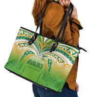 Cook Islands Rugby League Leather Tote Bag Avaiki Tatau Tribal Motifs White Color - Polynesian Pride