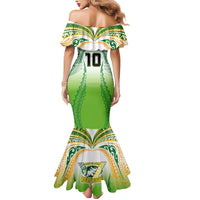 Custom Cook Islands Rugby League Mermaid Dress Avaiki Tatau Tribal Motifs White Color - Polynesian Pride