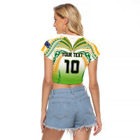 Custom Cook Islands Rugby League Raglan Cropped T Shirt Avaiki Tatau Tribal Motifs White Color - Polynesian Pride