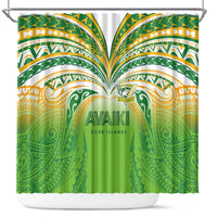 Cook Islands Rugby League Shower Curtain Avaiki Tatau Tribal Motifs White Color - Polynesian Pride