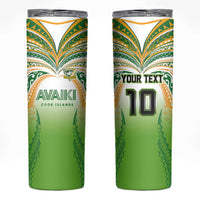 Custom Cook Islands Rugby League Skinny Tumbler Avaiki Tatau Tribal Motifs White Color - Polynesian Pride