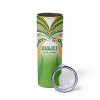 Custom Cook Islands Rugby League Skinny Tumbler Avaiki Tatau Tribal Motifs White Color - Polynesian Pride