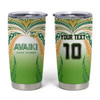 Custom Cook Islands Rugby League Tumbler Cup Avaiki Tatau Tribal Motifs White Color - Polynesian Pride