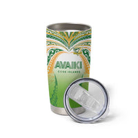 Custom Cook Islands Rugby League Tumbler Cup Avaiki Tatau Tribal Motifs White Color - Polynesian Pride